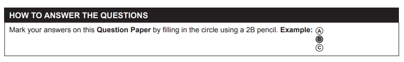 Part B and C instructions for OET on paper