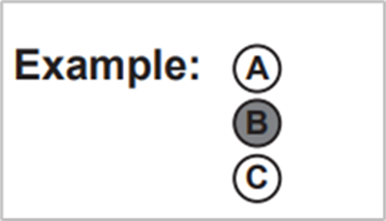 Circles with A, B, C inside. The B circle is shaded grey.